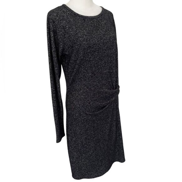 Athleta Solitude Dress, Black/ Gray Long Sleeve Ruched Waist 362808 size M - Picture 7 of 9
